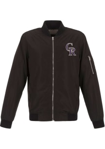 Colorado Rockies Mens Black Nylon Bomber Light Weight Jacket