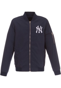 New York Yankees Mens Navy Blue Nylon Bomber Light Weight Jacket