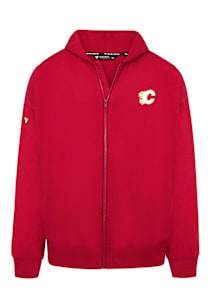 Levelwear Calgary Flames Mens Red Uphill Embroidered 3D Patch Long Sleeve Full Zip Jacket