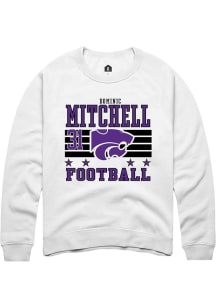 Dominic Mitchell Rally Mens White K-State Wildcats NIL Striped Player Crew