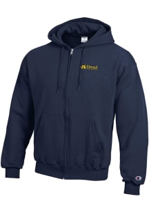 Mens Drexel Dragons Navy Blue Champion Powerblend Long Sleeve Full Zip Jacket