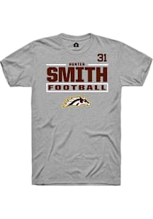 Hunter Smith Western Michigan Broncos Grey Football NIL Stacked Box Short Sleeve Player T Shirt