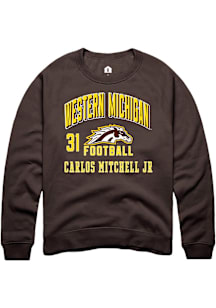 Carlos Mitchell Jr Western Michigan Broncos Mens Brown Football NIL Arch Logo Player Crew