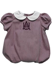 Vive La Fete Alabama A&amp;M Bulldogs Baby Maroon Gingham Collar Short Sleeve One Piece