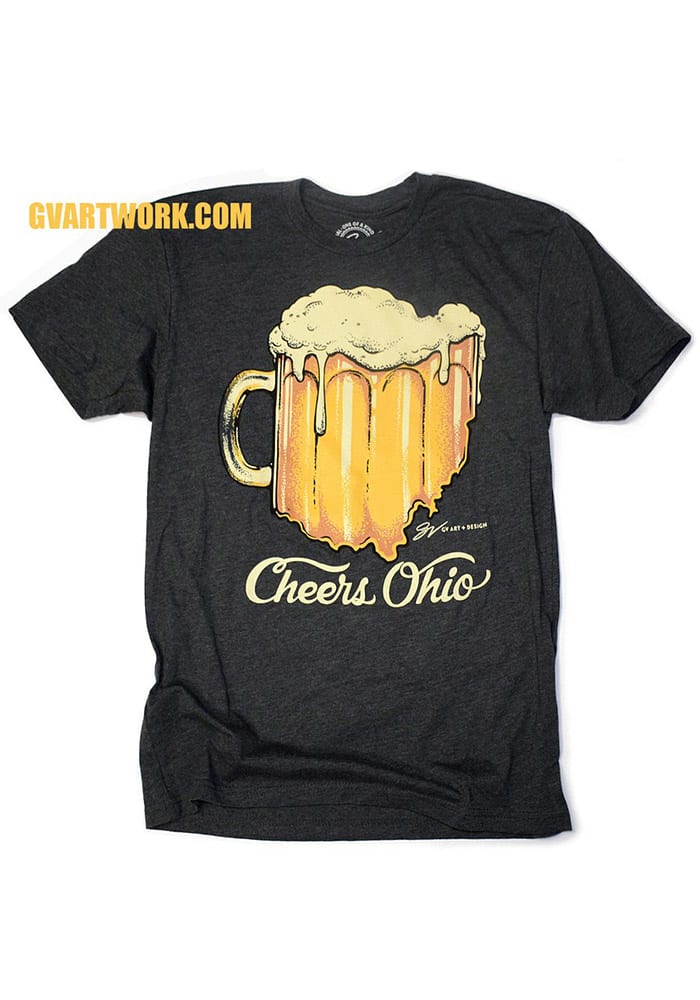 GV Art + Design Cleveland Black Cheers Ohio Short Sleeve T Shirt