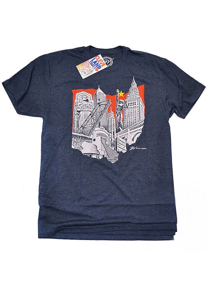 GV Art + Design Cleveland NAVYHEATHER Ohio Landmarks Short Sleeve
