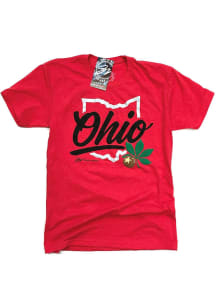 GV Art + Design Ohio Red State Shape Wordmark Short Sleeve T-Shirt
