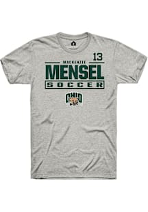Mackenzie Mensel Ohio Bobcats Ash NIL Stacked Box Short Sleeve Player T Shirt