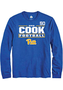 Denim Cook Pitt Panthers Blue Football NIL Stacked Box Long Sleeve Player T Shirt