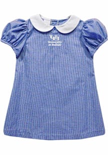 Vive La Fete Buffalo Bulls Toddler Girls Blue Gingham Collar Short Sleeve Dress