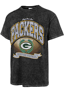 47 Green Bay Packers Womens Black Stoney Clover Glitter Tubular Short Sleeve T-Shirt