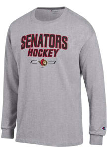 Champion Ottawa Senators Grey Arch Team Hockey Jersey Long Sleeve T Shirt