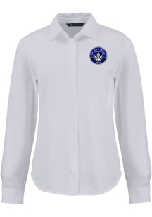 Cutter and Buck Montreal Impact Womens Advantage Soft Pique Long Sleeve White Dress Shirt