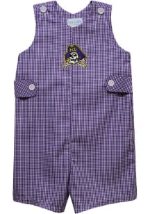Vive La Fete East Carolina Pirates Toddler Purple Gingham Overalls