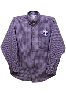 Vive La Fete Tarleton State Texans Youth Purple Gingham Long Sleeve Polo