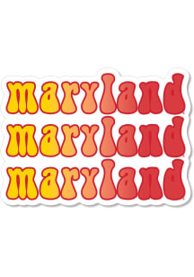 Red Maryland Terrapins 3.5&quot; Bubble Text x3 Rugged Stickers