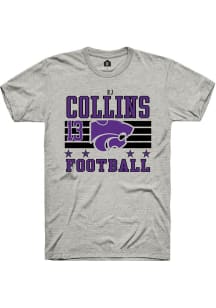 RJ Collins Rally Mens Ash K-State Wildcats NIL Striped Player T Shirt