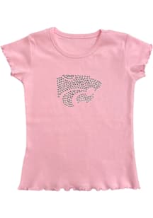 K-State Wildcats Girls Pink Lettuce Edge Short Sleeve Fashion T-Shirt