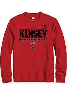 Zeb Kinsey Cincinnati Bearcats Red Football NIL Stacked Box Long Sleeve Player T Shirt