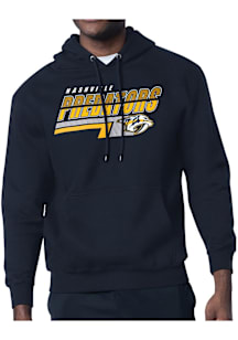 Starter Nashville Predators Mens Navy Blue Push Long Sleeve Hoodie