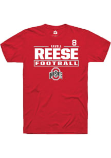 Arvell Reese Rally Mens Red Ohio State Buckeyes NIL Stacked Box Player T Shirt