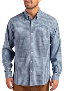 Cutter and Buck Buffalo Bills Mens Light Blue Mono Gingham LS Woven Long Sleeve Dress Shirt