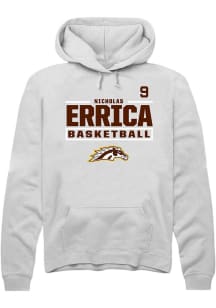 Nicholas Errica Rally Mens White Western Michigan Broncos NIL Stacked Box Player Hood