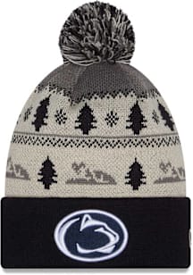 New Era Penn State Nittany Lions Navy Blue DL McCalister Pom Cuff Mens Knit Hat