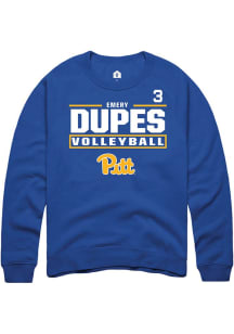 Emery Dupes Rally Mens Blue Pitt Panthers NIL Stacked Box Player Crew