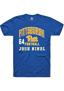 Josh Nindl Pitt Panthers Blue Football NIL Arch Logo Short Sleeve Player T Shirt