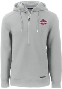 Mens Ohio State Buckeyes Grey Cutter and Buck 2024 Football National Champion Roam Long Sleeve H..