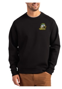Mens Oregon Ducks Black Cutter and Buck Roam Crew Sweatshirt