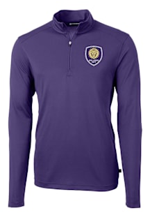 Cutter and Buck Orlando City SC Mens Purple Virtue Eco Pique Long Sleeve Qtr Zip Pullover