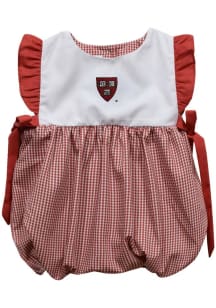 Vive La Fete Harvard Crimson Baby Girls Crimson Gingham Bubble Short Sleeve Dress