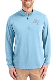 Cutter and Buck Tampa Bay Buccaneers Mens Light Blue Mono Virtue Eco Pique Long Sleeve Qtr Zip Pul..