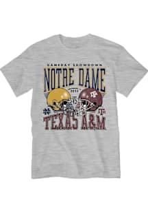 Blue 84 Notre Dame Fighting Irish Grey Football vs Texas A&M Aggies Short Sleeve T Shirt