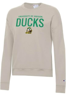 Womens Oregon Ducks White Champion Powerblend Crew Sweatshirt
