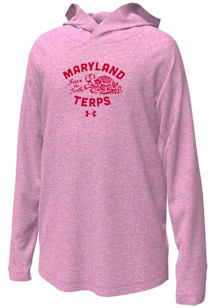 Under Armour Maryland Terrapins Girls Pink Team Logo Long Sleeve Hooded Sweatshirt