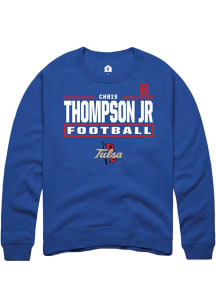 Chris Thompson Jr Rally Mens Blue Tulsa Golden Hurricane NIL Stacked Box Player Crew