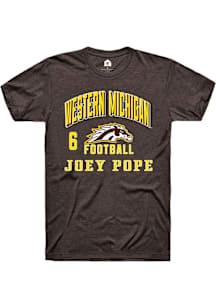 Joey Pope Western Michigan Broncos Brown Football NIL Arch Logo Short Sleeve Player T Shirt