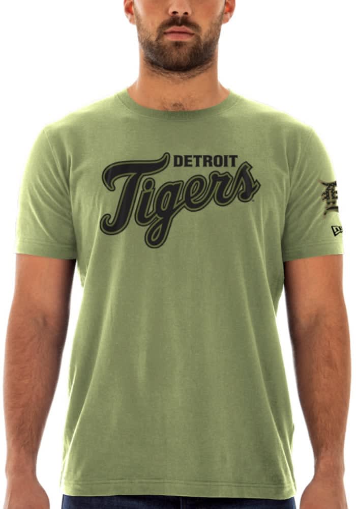 New Era Detroit Tigers Green Armed Forces Day Camo Short Sleeve T Shirt, Green, 100% Cotton, Size M, Rally House