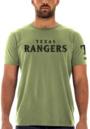 New Era Texas Rangers Olive Armed Forces Day Brushed Short Sleeve T Shirt