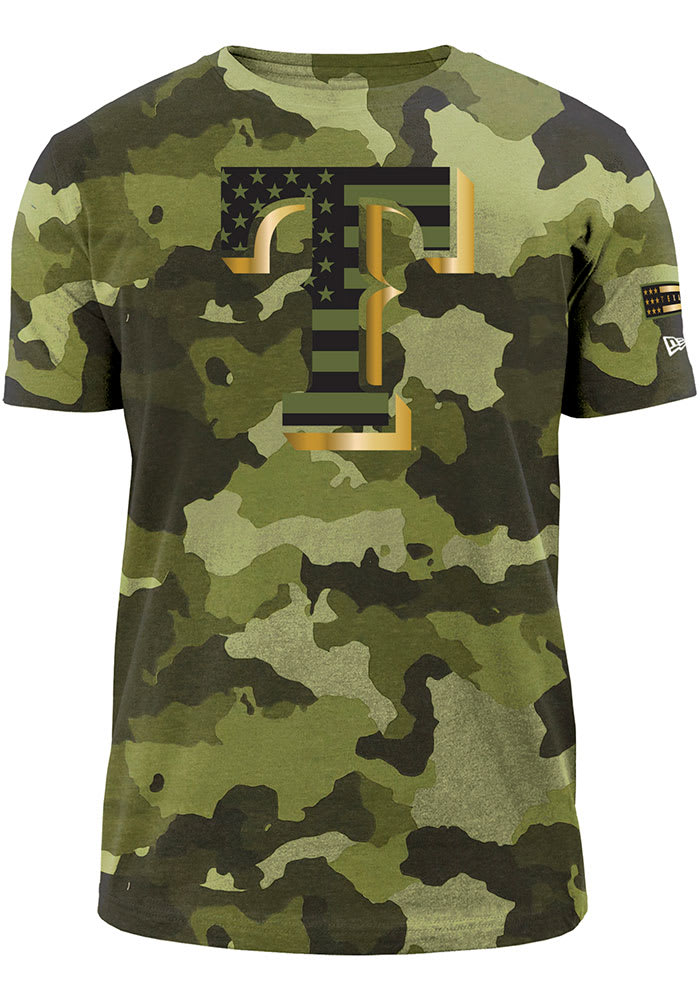 Texas Rangers New Era Brushed Armed Forces T-Shirt - Olive