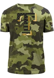 New Era Texas Rangers Green Armed Forces Day Camo Short Sleeve T Shirt