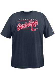 New Era Cleveland Guardians Mens Navy Blue Brushed Bi-Blend SS Big and Tall T-Shirt