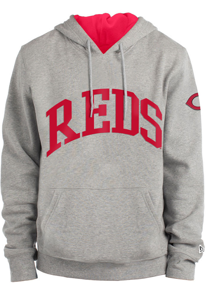 New Era Cincinnati Reds Mens Grey Fleece Pullover Hoodie Long Sleeve