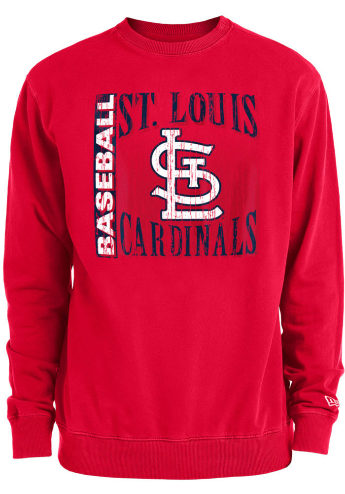 New Era St Louis Cardinals Mens Red Pigment Dye Crew Long Sleeve Crew Sweatshirt