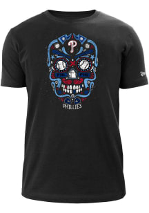 New Era Philadelphia Phillies Black Sugar Skulls Distressed Short Sleeve T Shirt