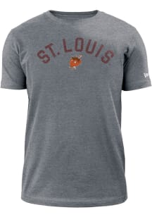 New Era St Louis Browns Grey HEATHERED WORDMARK ELF LOGO Short Sleeve Fashion T Shirt