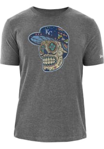New Era Kansas City Royals Grey Sugar Skull Hat Short Sleeve T Shirt